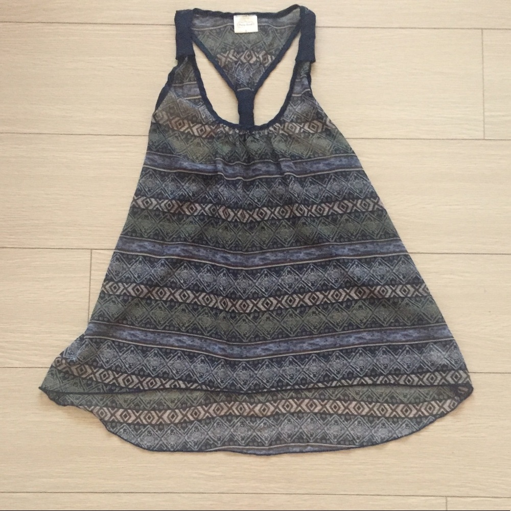 Tribal Patterned Sheer Tank Top